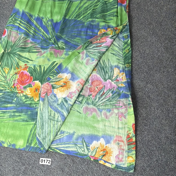 Jams World Dress Womens Medium Tropical Floral Hawaiian Midi Pockets Y2K Vtg - Picture 9 of 10